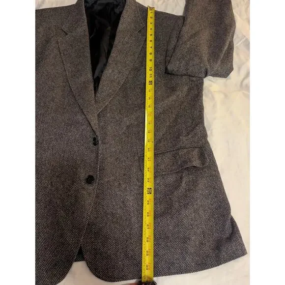 Land End Tweed Lambswool Herringbone Blazer Size 48 Reg 2 button - Picture 8 of 14